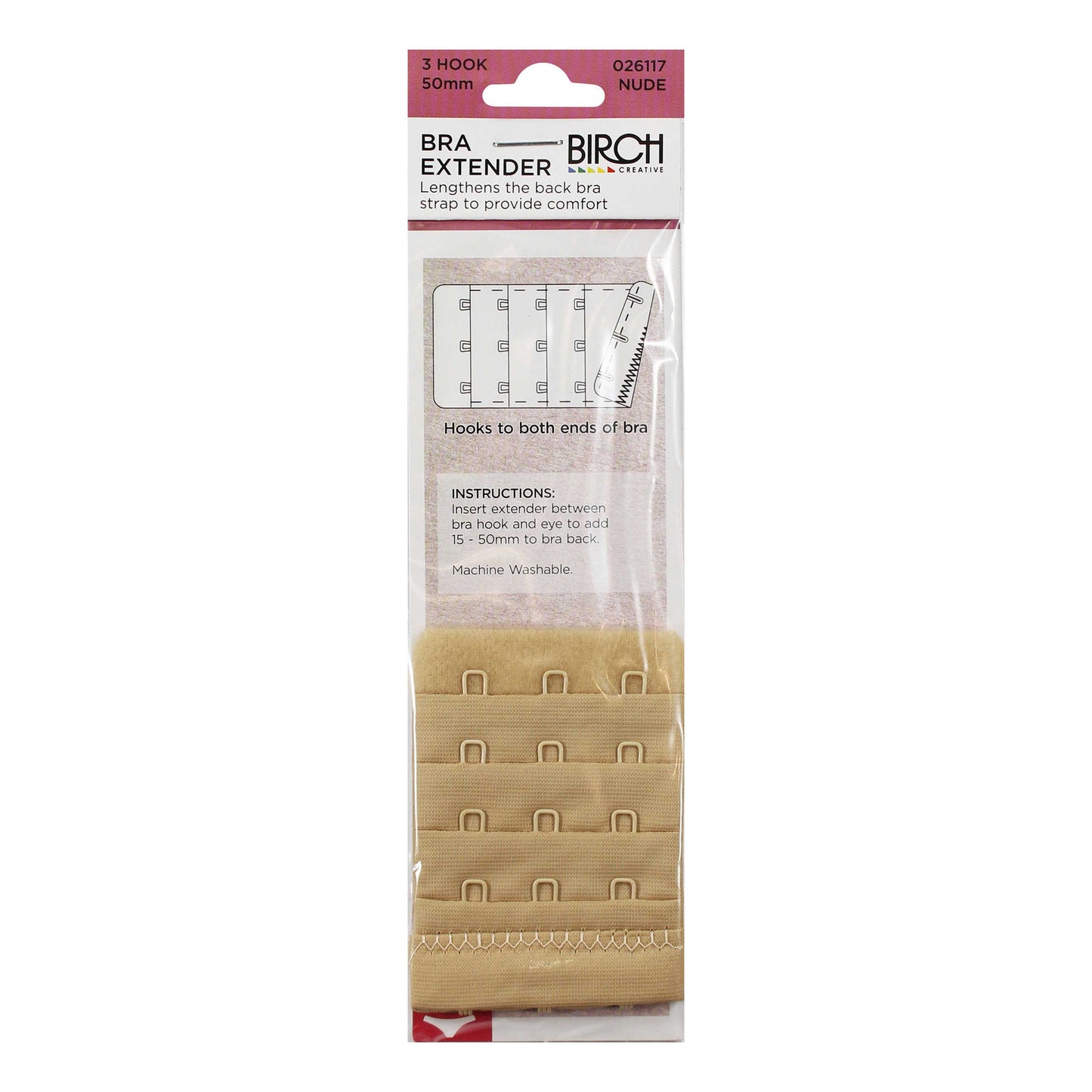 Bra Extender - 3 Hook/4 Row - 50mm Nude