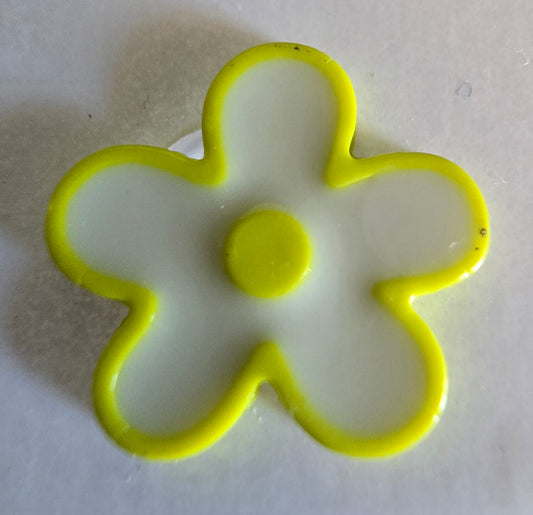 White Flower  Edge - Lime Green
