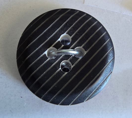 Black & Grey Striped Button