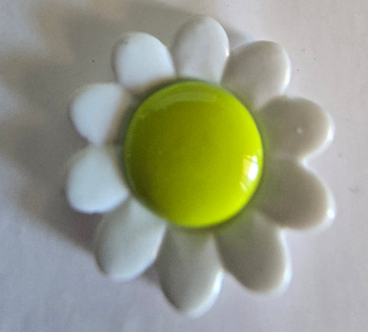 White Petal Daisy - Lime Green